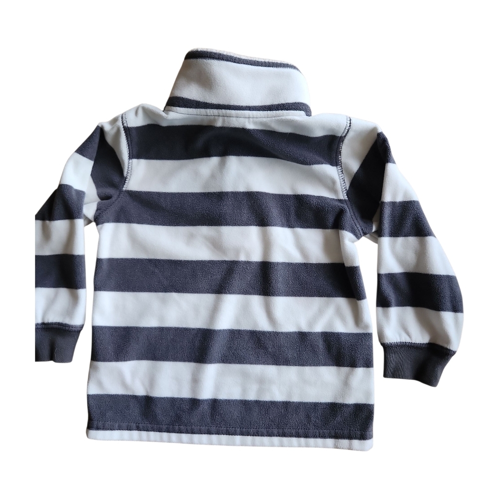 SOLD Carter's Fleece Top + Jogger Set 2T Stripes Gray Ivory - Picture 4 of 10